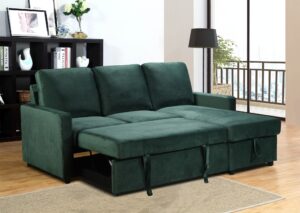 Kuta Reversible Chaise Sofabed Velvet Dk Green