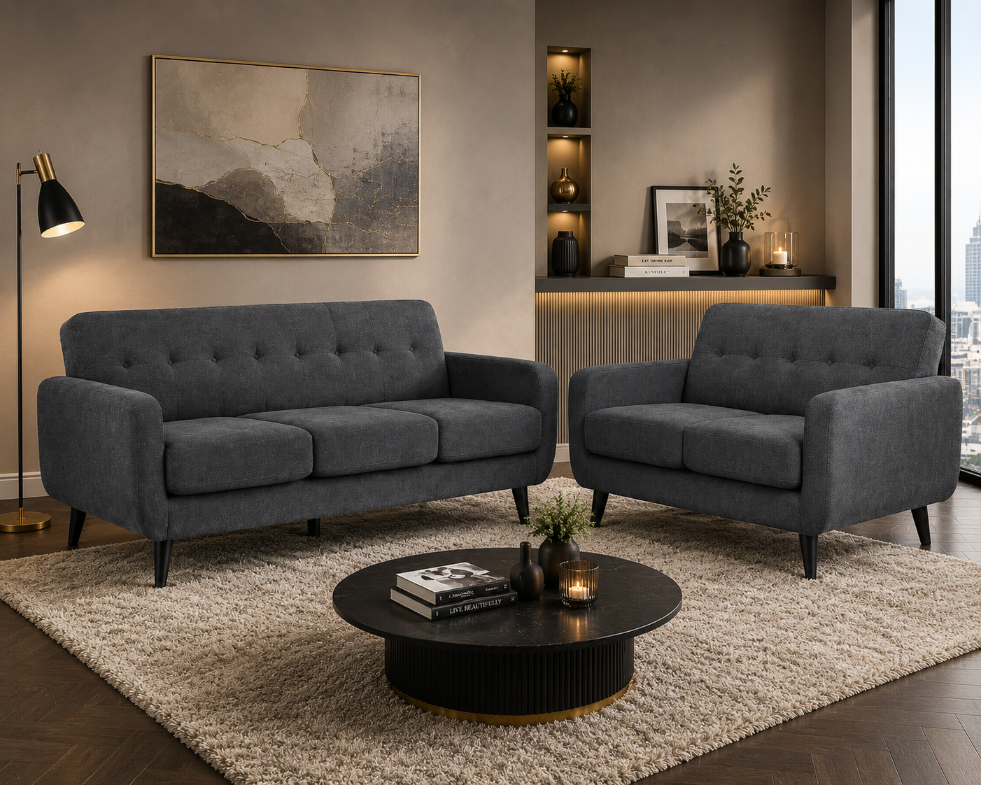 Oslo – Fabric Charcoal Grey - Image 2